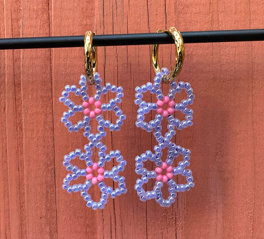 FLOWR oorbel - Pink and Purple