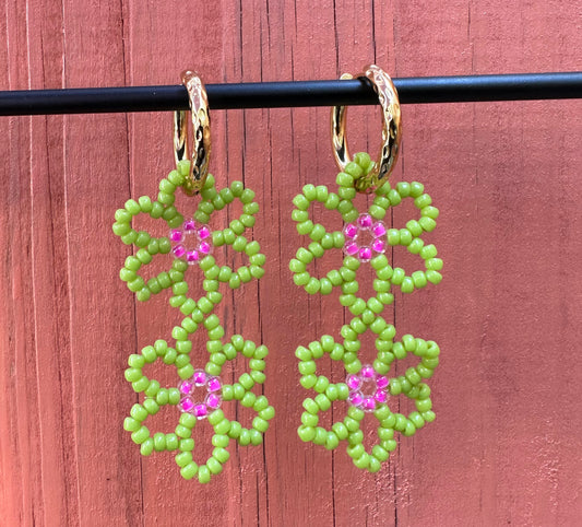 FLOWR oorbel - Pink Green Cosmo