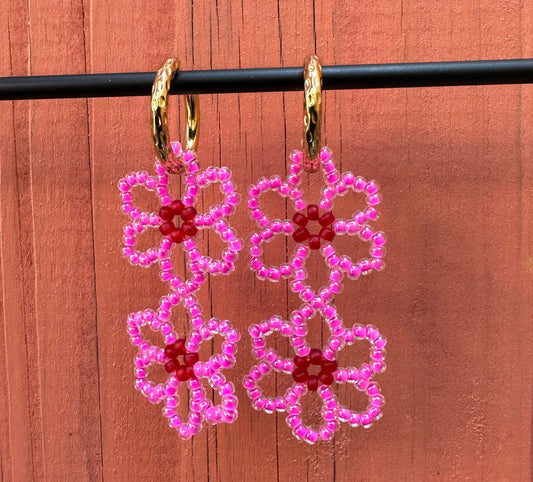 FLOWR oorbel - Pink Red Cosmo